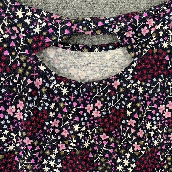 T By Talbots Floral Knit Top Women MP Boat Neckline Keyhole Back - Picture 8 of 10